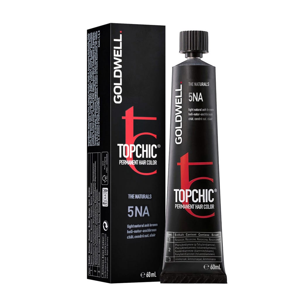 Стійка професійна фарба для волосся Goldwell Topchic Permanent Hair Color 5NA Light Natural Ash Blonde, 60 мл